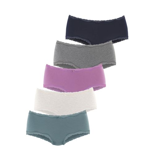 Panty VIVANCE Gr. 48/50, bunt (anthrazit meliert, beige meliert, flieder, eukalyptus, navy), Damen, Single Jersey, Obermaterial: 95% Baumwolle, 5% Elasthan. Spitze: 90% Polyamid, 10% Elasthan, unifarben, meliert, Unterhosen, aus elastischer Baumwolle