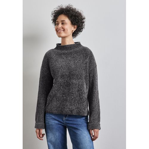 Strickpullover STREET ONE Gr. 40, grau (gravel grau) Damen Pullover im angenehmen Materialmix