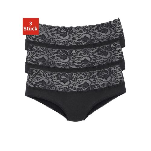 Slip VIVANCE, Damen, Gr. 48/50, schwarz, Single Jersey, Obermaterial: 95% Baumwolle, 5% Elasthan. Spitze: 93% Polyamid, 7% Elasthan (LYCRA), unifarben, bequem, Unterhosen, aus elastischer Baumwolle mit floraler Spitze