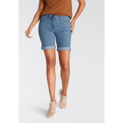 Jeansbermudas ARIZONA, Damen, Gr. 38, N-Gr, blau (bleached), Denim/Jeans, Obermaterial: 81% Baumwolle, 17% Polyester, 2% Elasthan, Basic, comfort fit kurz, Jeans, weite Passform, kurze Beinform, hohe Leibhöhe