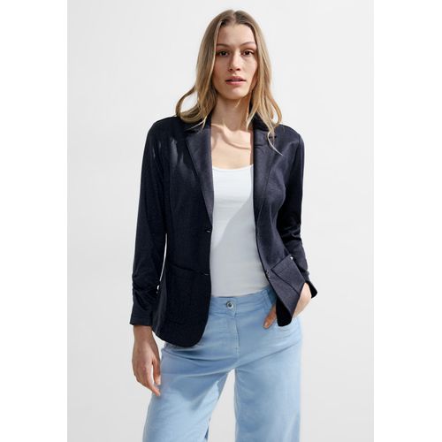 Sweatblazer CECIL, Damen, Gr. XL (44), blau (universal blau), Stoff, 53% Polyester, 44% Viskose, 3% Elasthan, unifarben, casual, gerade hüftlang, V-Ausschnitt, Langarm Bündchen, Blazer, in Unifarbe