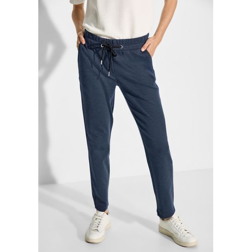 Stoffhose CECIL Gr. L, Länge 28, blau (true navy), Damen, Stoff, 88% Polyester, 10% Viskose, 2% Elasthan, unifarben, Hosen, Elastikbund mit Tunnelzug