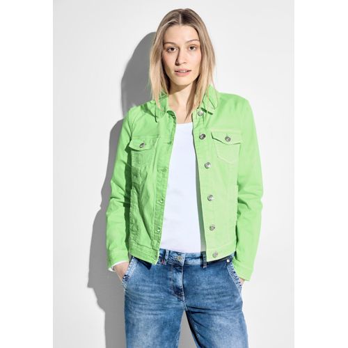 Jeansjacke CECIL Gr. S (38), grün (matcha lime) Damen Jacken mit Brusttaschen