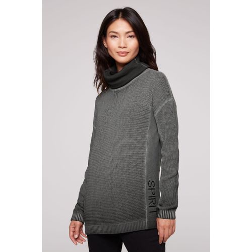 Rollkragenpullover SOCCX, Damen, Gr. M, schwarz, Material: 100% Baumwolle, Intarsienmuster, casual, lässig geschnitten normal, Rundhals, Langarm eingesetzt Rippbündchen, Pullover, aus Baumwolle