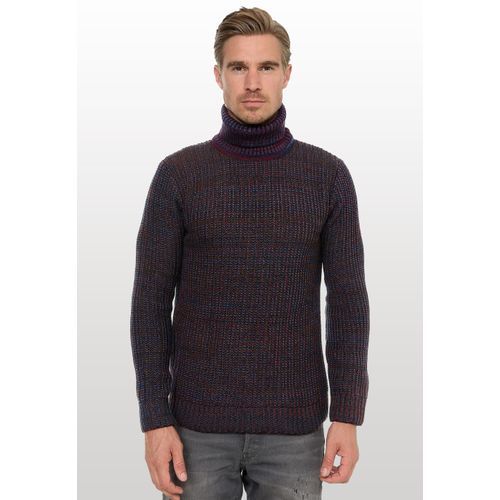 Rollkragenpullover RUSTY NEAL, Herren, Gr. XL, rot (weinrot), 70% Polyacryl, 30% Baumwolle, meliert, casual, normal, hoch geschlossener Ausschnitt, Langarm, Pullover, im angesagten Strickdesign