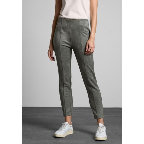 Stoffhose STREET ONE, Damen, Gr. 44, Länge 28, grün (pine wood grün), Stoff, 90% Polyester, 10% Elasthan, unifarben, casual, skinny fit knöchelfrei, Hosen, High Waist