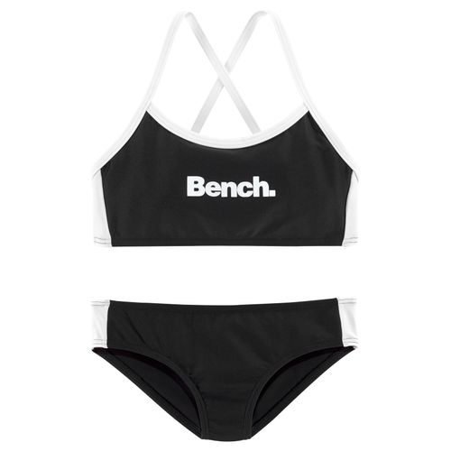 Bustier-Bikini BENCH., Kinder, Gr. 170/176, N-Gr, schwarz-weiß (schwarz, weiß), Polyamid, gestreift, Bikini-Sets, mit gekreuzten Trägern