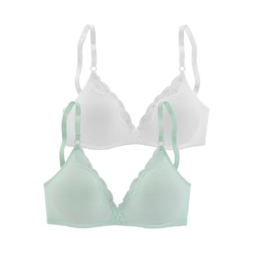 Bralette-BH PETITE FLEUR Gr. 70, Cup A, grün (mint, weiß) Damen BHs Wäsche Teenie-BH BH BH-Set ohne Bügel aus Baumwolle mit Spitze