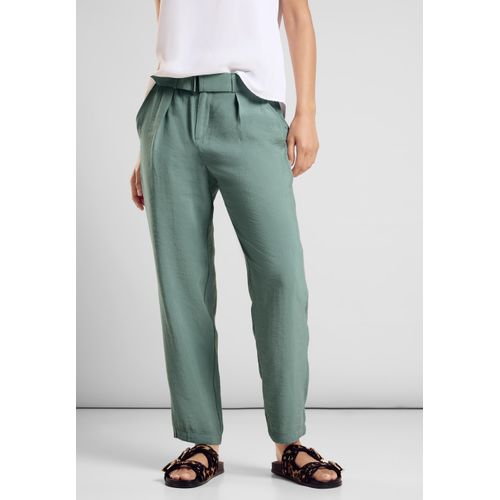 Stoffhose STREET ONE Gr. 34, Länge 28, grün (seafoam grün), Damen, Stoff, 87% Modal, 13% Polyester, unifarben, Hosen, High Waist