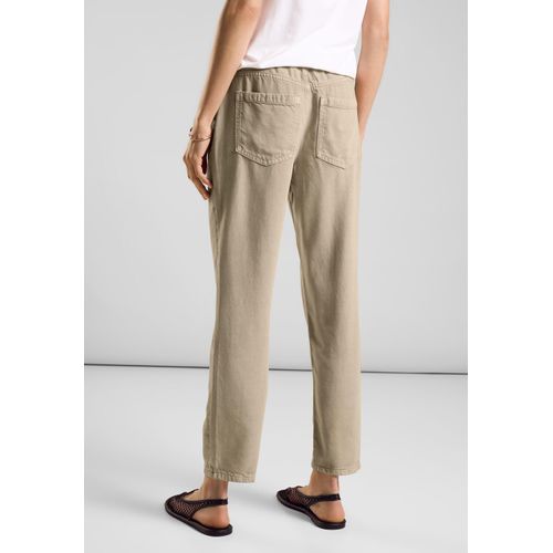 Loose-fit-Jeans STREET ONE, Damen, Gr. 33, Länge 28, beige (safari beige wash), Jeans, 100% Lyocell, unifarben, casual, lang, Jeans, High Waist