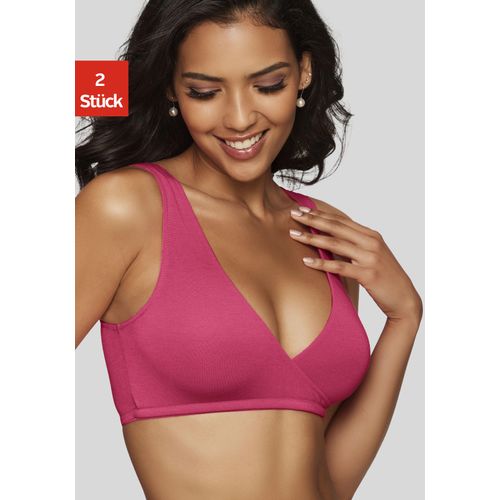 Still-BH PETITE FLEUR, Damen, Gr. 36, N-Gr, pink (pink, weiß), Jersey, Obermaterial: 95% Modal, 5% Elasthan, Basic, BHs, ohne Bügel in Wickel-Schlupf Form