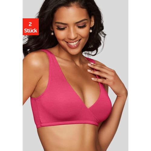 Still-BH PETITE FLEUR, Damen, Gr. 42, N-Gr, pink (pink, weiß), Jersey, Obermaterial: 95% Modal, 5% Elasthan, Basic, BHs, ohne Bügel in Wickel-Schlupf Form