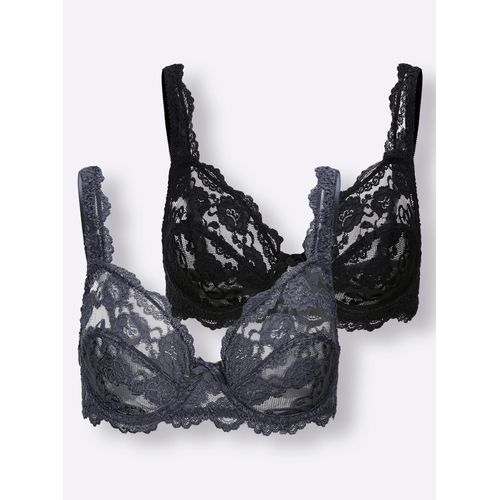 Bügel-BH SASSA, Damen, Gr. 85, Cup B, schwarz (schwarz, anthrazit), 90% Polyamid, 10% Elasthan, BHs