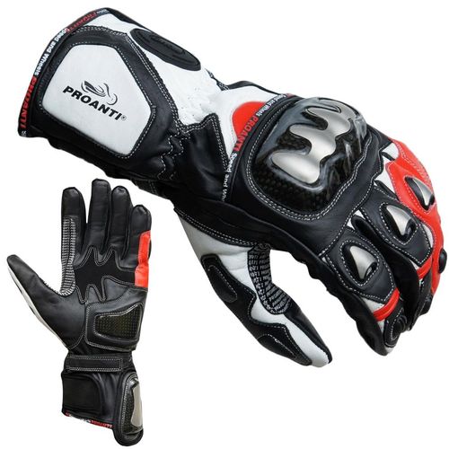 Motorradhandschuhe PROANTI Handschuhe Gr. L, rot (rot, weiß) Racing Pro