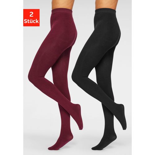 Thermostrumpfhose LAVANA Gr. S (36/38), rot (weinrot) Damen Strumpfhosen mit angerauter Innenseite