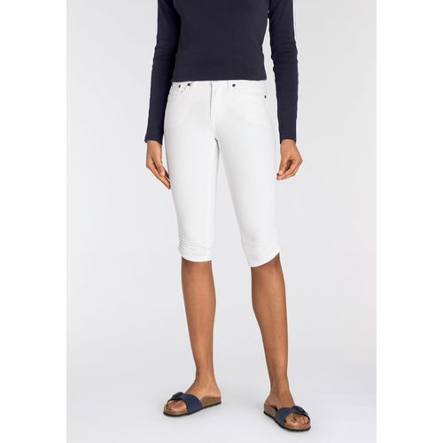 Caprijeans ARIZONA, Damen, Gr. 42, N-Gr, weiß, Denim/Jeans, Obermaterial: 98% Baumwolle, 2% Elasthan, Basic, schmal kniebedeckend, Jeans, schmale Passform, mit Destroyed-Effekten, niedrige Leibhöhe