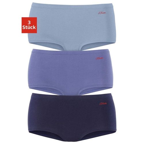 Panty S.OLIVER, Damen, Gr. 40/42 (L), blau (blaufarben), Jersey, Obermaterial: 90% Baumwolle, 10% Elasthan (LYCRA), unifarben, körpernah, Unterhosen, aus elastischer Baumwoll-Qualität