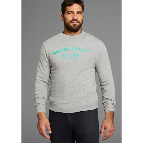 Sweatshirt BRUNO BANANI Gr. 4XL (68/70), grau (dunkelgrau, melange) Herren Sweatshirts mit Logoprint - NEUE KOLLEKTION