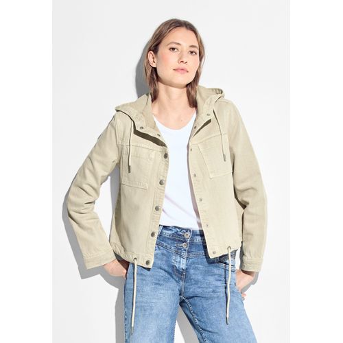 Cordjacke CECIL, Damen, Gr. XXL (46), beige (boulder beige), Cord, 52% Lyocell, 48% Baumwolle, unifarben, casual, gerade hüftlang, ohne Ausschnitt, Langarm Bündchen, Jacken, mit Tunnelzugband am Kragen