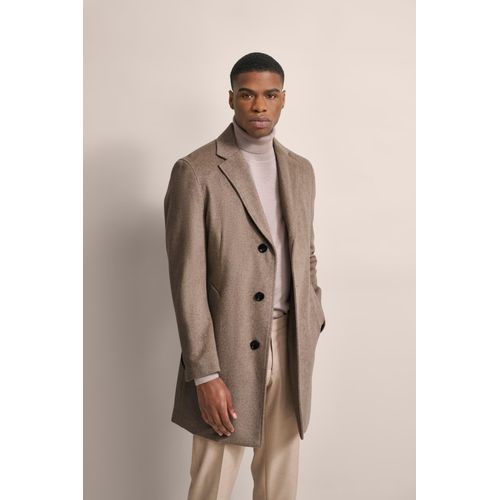 Kurzmantel BUGATTI, Herren, Gr. 54, beige, 60% Wolle, 35% Polyester, 5% sonstige Faser, unifarben, elegant, slim fit, Langarm gerader Abschluss, Mäntel, mit Reverskragen