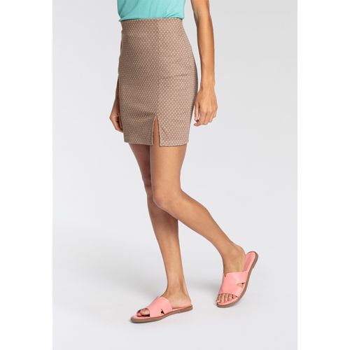 Minirock MELROSE, Damen, Gr. 36, beige (kariert), Web, Obermaterial: 66% Polyester, 32% Viskose, 2% Elasthan, feminin, eng mini, Röcke, in modernen Jacquard Muster - NEUE KOLLEKTION