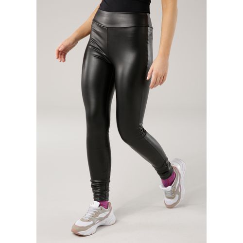 Leggings LAURA SCOTT Gr. 44, N-Gr, schwarz Damen Hosen aus elastischem Lederimitat