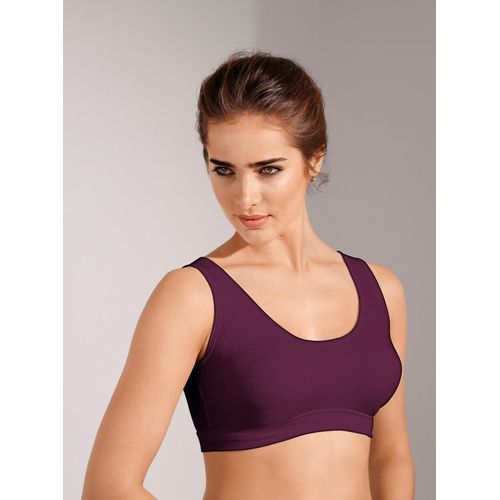 Bustier WÄSCHEPUR, Damen, Gr. 40, Cup B/C/D, bunt (aubergine, marine), 97% Baumwolle, 3% Elasthan, BHs Bustier BH-Set