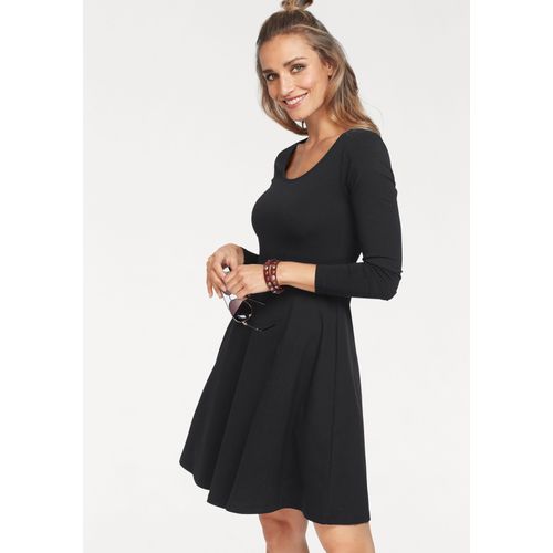 Jerseykleid ANISTON CASUAL, Damen, Gr. 44, N-Gr, schwarz, Single Jersey, Obermaterial: 95% Baumwolle, 5% Elasthan, unifarben, modisch, kniefrei, Rundhals, Langarm, Kleider, mit Blumendruck oder in uni Schwarz