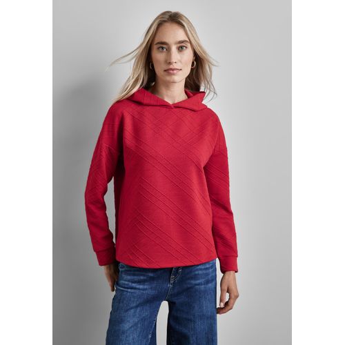 Langarmshirt STREET ONE Gr. 40, rot (autumn red) Damen Shirts mit Materialmix