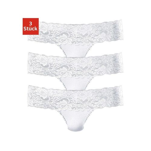 String VIVANCE, Damen, Gr. 36/38, weiß, Single Jersey, Obermaterial: 95% Baumwolle, 5% Elasthan. Spitze: 93% Polyamid, 7% Elasthan (LYCRA), unifarben, bequem, Unterhosen, aus elastischer Baumwolle mit floraler Spitze