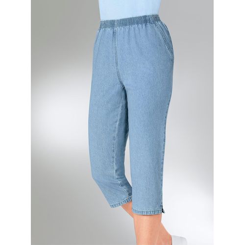 Caprijeans CLASSIC BASICS, Damen, Gr. 40, Normalgrößen, blau (blau, bleached), 100% Baumwolle, unifarben, knielang, Jeans