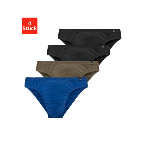 Slip LE JOGGER, Herren, Gr. M (5), bunt (blau, olivgrün, schwarz, schwarz), Jersey, Obermaterial: 95% Baumwolle, 5% Elasthan, unifarben, körpernah, Unterhosen, schmaler Bund mit Markenlabel