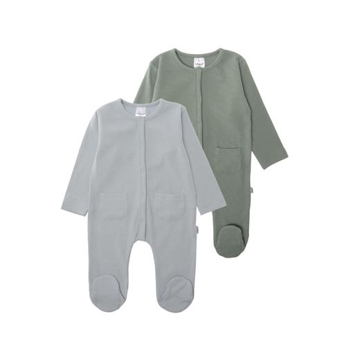 Overall LILIPUT, Kinder, Gr. 68, EURO-Größen, grau (grau, grün), 95% Baumwolle, 5% Polyester, elegant, Rundhals, Langarm, Overalls, mit praktischer Druckknopfleiste