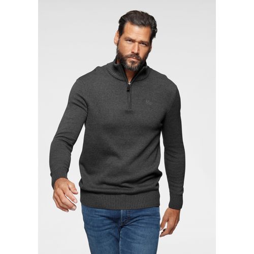 Troyer MAN'S WORLD, Herren, Gr. M (48/50), grau (anthrazit, meliert), Strick, Obermaterial: 50% Baumwolle, 50% Polyacryl, Basic, bequem, Langarm Rippstrickbündchen, Pullover, mit Reißverschluss am Kragen