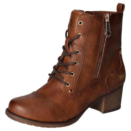 Schnürstiefelette MUSTANG SHOES Gr. 37, braun (cognac, used) Damen Schuhe Stiefelette, Herbstschuh mit Zierreißverschluss außen