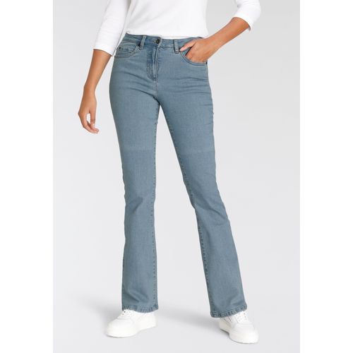 Bootcut-Jeans ARIZONA, Damen, Gr. 20, K + L Gr, blau (bleached), Denim/Jeans, Obermaterial: 98% Baumwolle, 2% Elasthan, clean, Basic, comfort fit lang, Jeans, hohe Leibhöhe