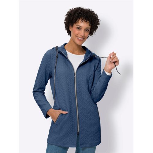 Langjacke CLASSIC BASICS, Damen, Gr. 48, blau (jeansblau, bedruckt), 95% Polyester, 5% Elasthan, unifarben, Langarm, Jacken