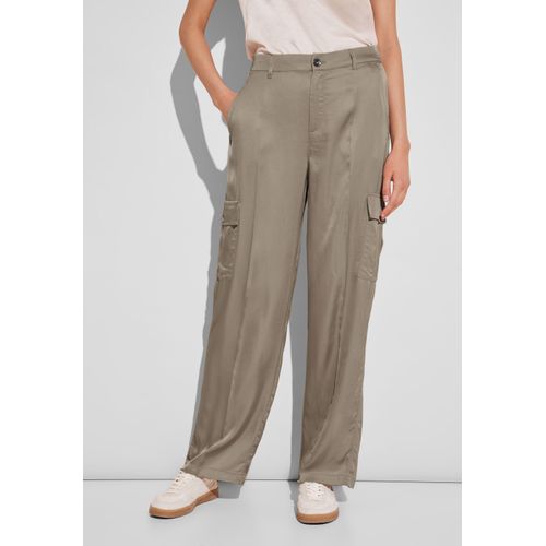 Stoffhose STREET ONE Gr. 40, Länge 30, beige (safari beige), Damen, Stoff, 100% Viskose, unifarben, Hosen, High Waist