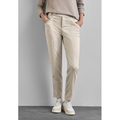 Stoffhose STREET ONE, Damen, Gr. 46, Länge 28, weiß (lucid weiß), Stoff, 76% Polyester, 16% Viskose, 5% Polyamid, 3% Elasthan, unifarben, casual, normal normal, Hosen, High Waist