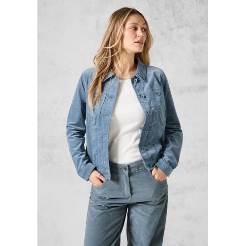 Kurzjacke CECIL, Damen, Gr. XXL (46), blau (dove blau), Web, 98% Baumwolle, 2% Elasthan, unifarben, casual, normal normal, V-Ausschnitt, Langarm Bündchen, Jacken, aus Baumwolle mit Stretchanteil