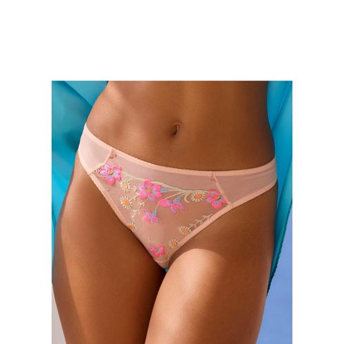 String VIVANCE Gr. 36/38, pink (toffee, pink), Damen, Mesh, Obermaterial: 83% Polyamid, 12% Elasthan, 5% Polyester, Unterhosen, mit edler, neonfarbener Stickerei