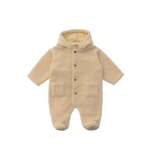 Overall LILIPUT, Kinder, Gr. 50/56, EURO-Größen, beige, 100% Polyester, casual, ohne Ausschnitt, Langarm, Overalls, mit kuscheliger Kapuze