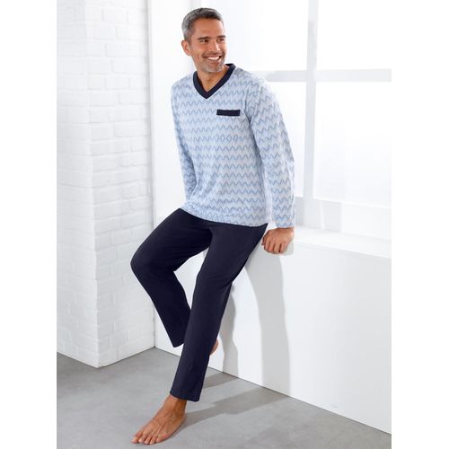 Schlafanzug, Herren, Gr. 48/50, blau (bleu, nachtblau), 100% Baumwolle, Homewear-Sets