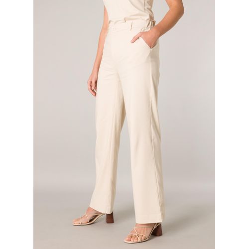 Stoffhose BASE LEVEL, Damen, Gr. 46, Länge 32, beige, Stoff, Obermaterial: 77% Viskose, 20% Nylon, 3% Elasthan, unifarben, casual, normal, Hosen, mit Schlag und Elasthan