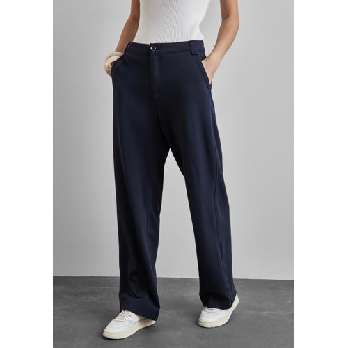 Stoffhose STREET ONE, Damen, Gr. 46, Länge 30, blau (night sky blau), Stoff, 61% Viskose, 32% Polyamid, 7% Elasthan, unifarben, casual, comfort fit lang, Hosen, High Waist