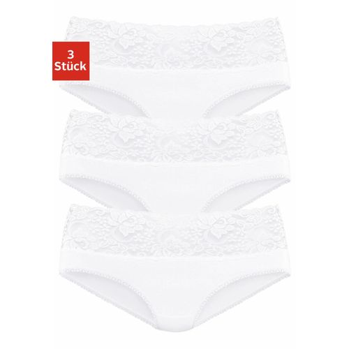 Slip VIVANCE, Damen, Gr. 48/50, weiß, Single Jersey, Obermaterial: 95% Baumwolle, 5% Elasthan. Spitze: 93% Polyamid, 7% Elasthan (LYCRA), unifarben, bequem, Unterhosen, aus elastischer Baumwolle mit floraler Spitze