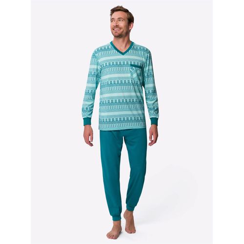 Schlafanzug, Herren, Gr. 60/62, bunt (mint, aquapetrol, bedruckt), 50% Baumwolle, 50% Polyester, Homewear-Sets