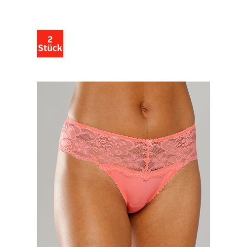 String NUANCE Gr. 36/38, rosa (2xpfirsich) Damen Unterhosen Dessous mit breitem Spitzenband