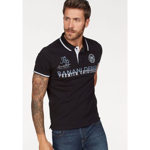Poloshirt BRUNO BANANI, Herren, Gr. XL (56/58), schwarz, Piquu00e9, Obermaterial: 95% Baumwolle, 5% Elasthan, bestickt, bedruckt, casual, körpernah, Kurzarm Bündchen, Shirts, Kurzarm, körpernahe Passform, Polokragen, aus Baumwollmischung, Topseller