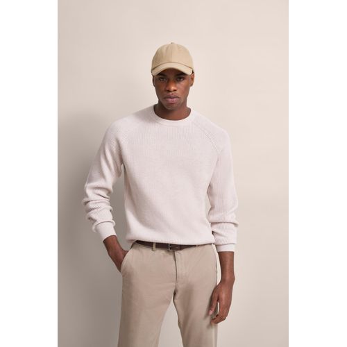 Rundhalspullover BUGATTI, Herren, Gr. 3XL, beige, Sweatware, 80% Wolle, 20% Polyamid, unifarben, casual, regular fit, Rundhals, Langarm Rippbündchen, Pullover, mit Struktur